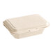 An EcoChoice natural bagasse food container with a lid.