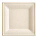 A close-up of a square EcoChoice natural bagasse plate with a square edge.