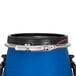 A blue Jescraft open head barrel drum with black straps.
