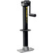 A black Trailer Valet JX tongue jack with a black and yellow handle.