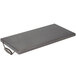 A black rectangular metal griddle with a handle.