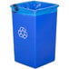 A blue recycle bin with a blue bag.