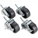 A set of 4 True stem casters with black rubber wheels.