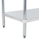 A wood top work table with a galvanized metal undershelf and legs.