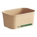 A brown rectangular EcoChoice take-out container with green text.
