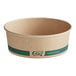 A brown paper bowl with a green band.