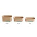 A row of rectangular cardboard take-out containers with green and brown EcoChoice labels.