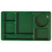 A Sherwood green Cambro 6 compartment tray.