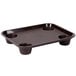 A brown GET polypropylene tray with four cup holders.