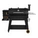 A black Pit Boss Sportsman wood pellet grill with a silver handle.
