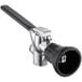 A silver and black Chicago Faucets pre-rinse spray valve with a black handle.