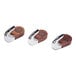 Three Pit Boss Rosewood magnetic tool hooks with silver metal ends.