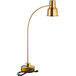 An Avantco gold flexible heat lamp with a cord.