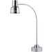 An Avantco stainless steel heat lamp with a curved arm and weighted base.