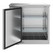An Avantco stainless steel back bar refrigerator with a door open.