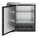 An Avantco black and silver back bar refrigerator.