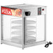 A large metal ServIt countertop display warmer with glass doors and rotating pizza racks.