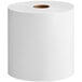 A roll of white paper towels on a white background.