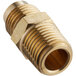 A close-up of a brass threaded connector.