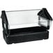 A black plastic tabletop food and salad bar with clear sneeze guard.