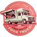 A white customizable vinyl wall sticker with a red food truck design.