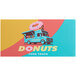 A white customizable vinyl car magnet with a colorful drawing of a doughnut on it.