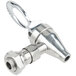 A stainless steel spigot with a chrome handle and nut.