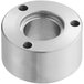 An aluminum Estella flange with two holes and screws.