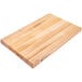 A John Boos maple wood cutting board with finger grips on a white background.