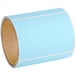 A roll of blue paper with white stripes.