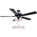 A Canarm matte black ceiling fan with three blades and LED light kit.