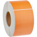 A roll of Lavex orange thermal transfer labels with white stripe.