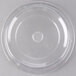 A clear plastic Cambro Camwear plate cover with a circular hole.
