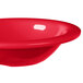 A Carlisle red rimmed melamine bowl with a white interior.
