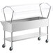 A silver stainless steel ServIt cold food table with a clear top.