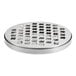 A silver circular Regency stainless steel drip tray with holes.