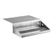 A stainless steel Regency underbar mount jockey box beer drip tray with a drain.