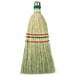 A heavy-duty Amish-made corn whisk broom with a green handle and red stripes.