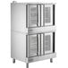 Two stainless steel Main Street Equipment double deck convection ovens with glass doors.