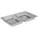 A silver Choice Classic chafer food pan with two compartments.