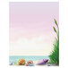 Menu paper with a white background and a coral design with seashells.
