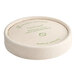 A white round World Centric compostable paper hot cup lid.