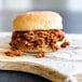 Barvecue plant-based vegan wood-smoked pulled pork sandwich.