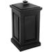 A black rectangular storage bin with a square top.