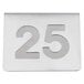 A silver Tablecraft stainless steel number 25 on a white surface.