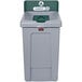 A grey Rubbermaid Slim Jim compost recycling station with a green lid.