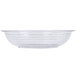 A clear plastic Cambro round ribbed bowl with a curved edge.