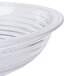 A close up of a clear Cambro round ribbed bowl.
