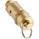A gold metal Estella Caffe safety valve with a ring on it.