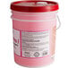 A 5 gallon bucket of pink liquid with the words "Pan Pro" on it.